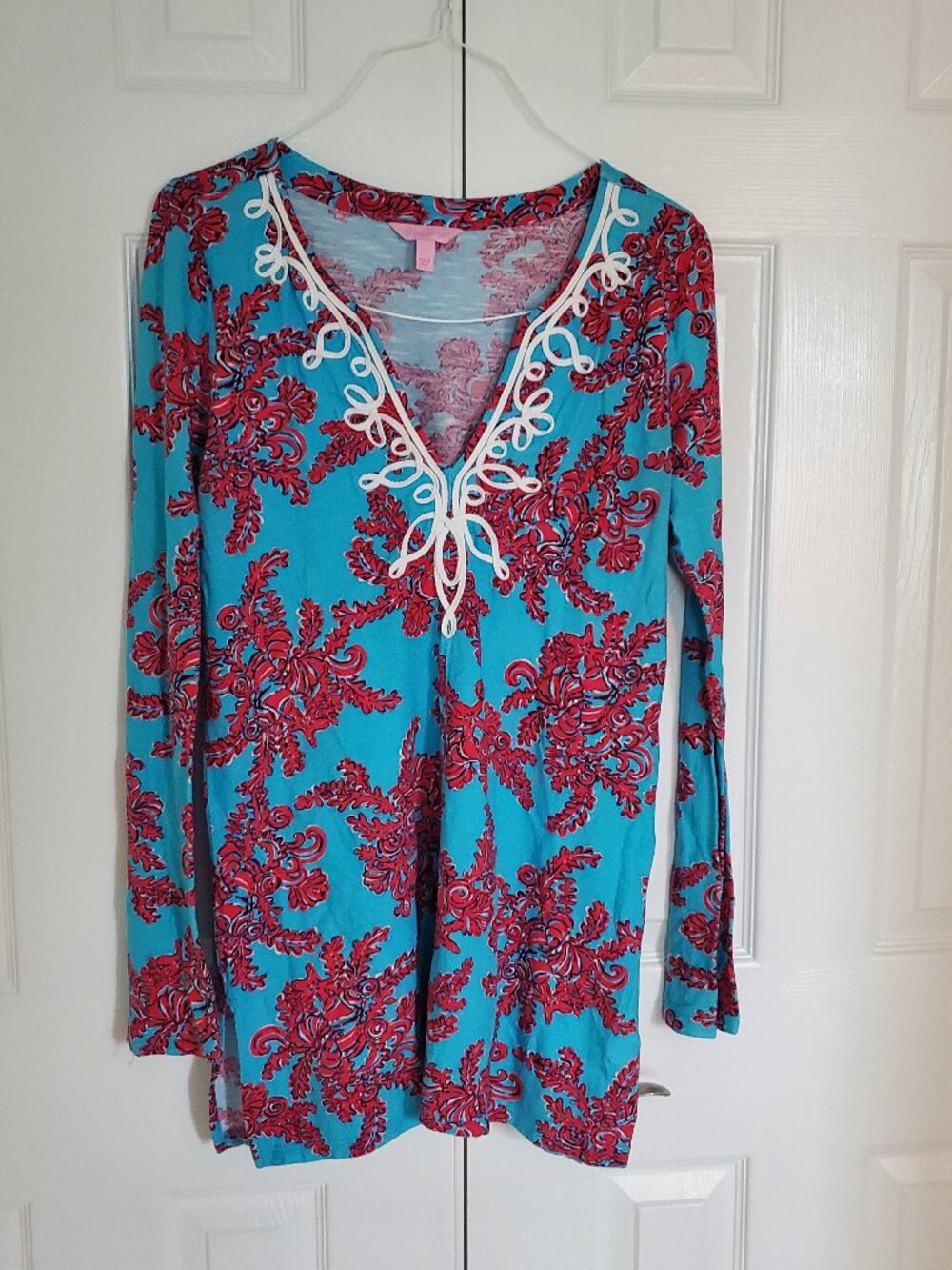 Lilly Pulitzer Westley Tunic Cerulean Blue Rhode Island Reef Top Size L Large